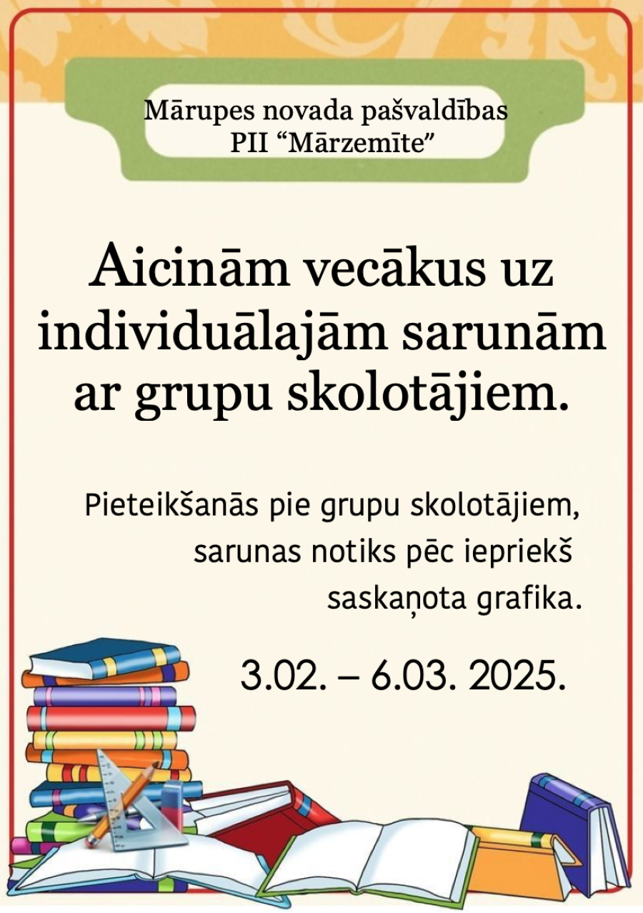 Aicinām vecākus uz individuālajām sarunām